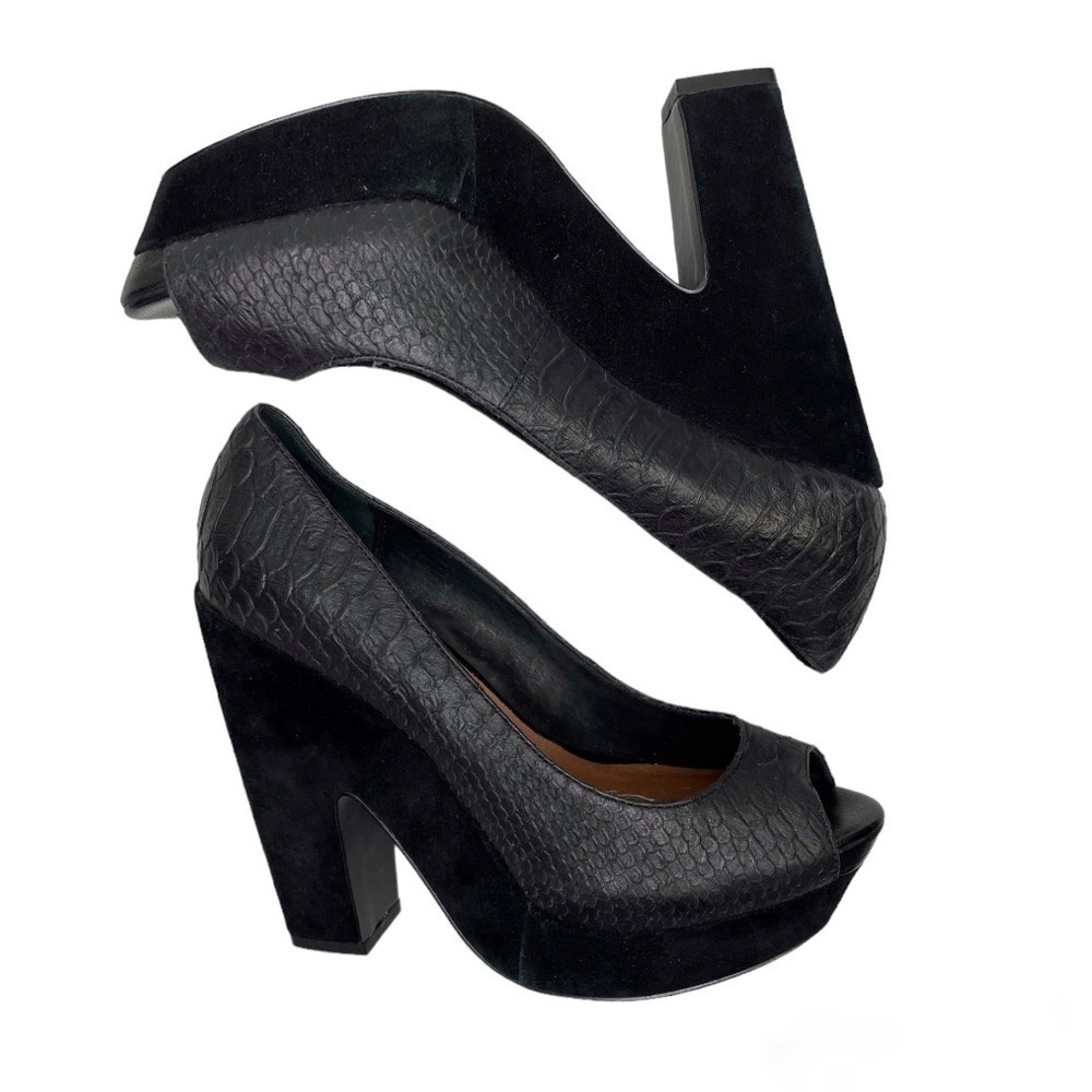 STEVEN BY STEVE MADDEN Noizey Leather Peep Toe Chunky Heels size 9 - Picture 6 of 10